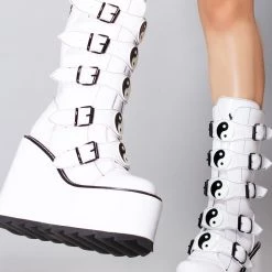 Y.R.U. Dune Yin Yang Platform Boots In White Tea Room Cinema