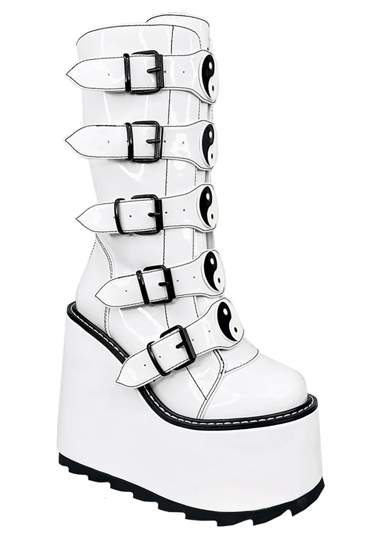 Y.R.U. Dune Yin Yang Platform Boots In White Tea Room Cinema 8 Y.R.U. Dune Yin Yang Platform Boots In White Tea Room Cinema