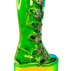 Y.R.U. Mad World Karma Hi Weed Platform Boots In Green Atlantis 13 Y.R.U. Mad World Karma Hi Weed Platform Boots In Green Atlantis