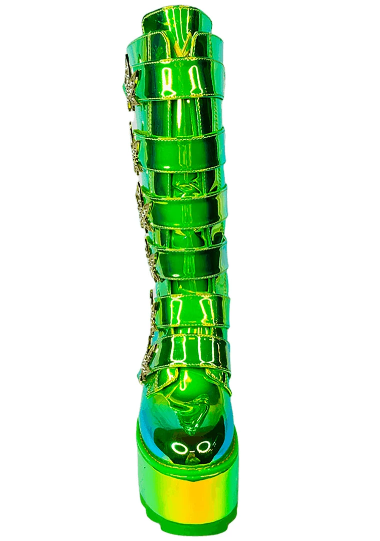 Y.R.U. Mad World Karma Hi Weed Platform Boots In Green Atlantis 7 Y.R.U. Mad World Karma Hi Weed Platform Boots In Green Atlantis