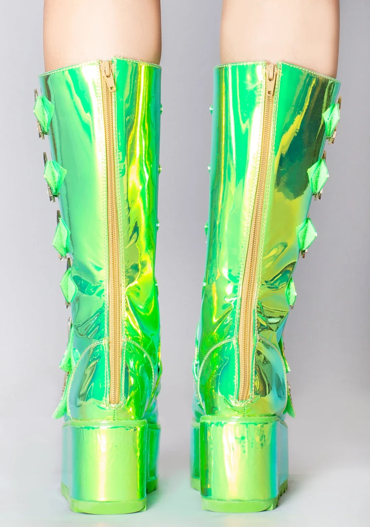 Y.R.U. Mad World Karma Hi Weed Platform Boots In Green Atlantis 5 Y.R.U. Mad World Karma Hi Weed Platform Boots In Green Atlantis