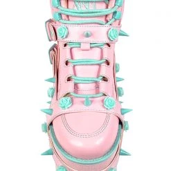 Y.R.U. Shoes QOZMO Bondage Rose Platform Sneakers In Pink Blue