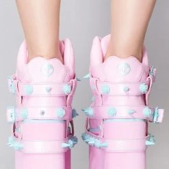 Y.R.U. Shoes QOZMO Bondage Rose Platform Sneakers In Pink Blue