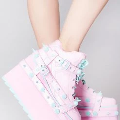 Y.R.U. Shoes QOZMO Bondage Rose Platform Sneakers In Pink Blue