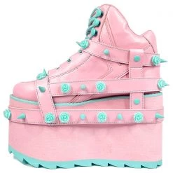 Y.R.U. Shoes QOZMO Bondage Rose Platform Sneakers In Pink Blue