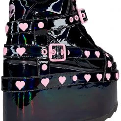 Y.R.U. New Qozmo Bondage Heart In Black Hologram/Pink