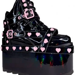 Y.R.U. New Qozmo Bondage Heart In Black Hologram/Pink