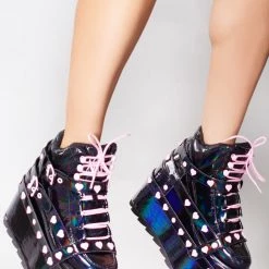 LA Style Rush Sales 17 Y.R.U. New Qozmo Bondage Heart In Black Hologram/Pink