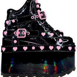 Y.R.U. New Qozmo Bondage Heart In Black Hologram/Pink