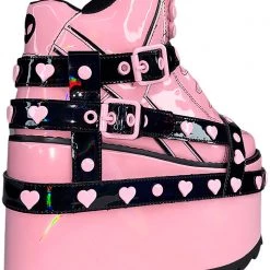 Y.R.U. Qozmo Bondage Heart In Pink Hologram/Black