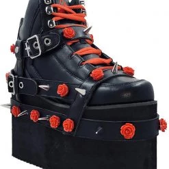 Y.R.U. Qozmo Bondage Rose Platform Sneakers In Black Red Wild Heart 11 Y.R.U. Qozmo Bondage Rose Platform Sneakers In Black Red Wild Heart