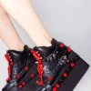 Y.R.U. Qozmo Bondage Rose Platform Sneakers In Black Red Wild Heart