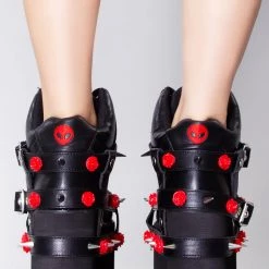 Y.R.U. Qozmo Bondage Rose Platform Sneakers In Black Red Wild Heart 10 Y.R.U. Qozmo Bondage Rose Platform Sneakers In Black Red Wild Heart