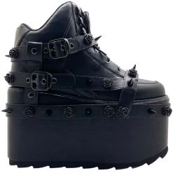 Y.R.U. Qozmo Bondage Rose Blackout Platform Sneakers Shoes