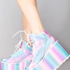Y.R.U. Mad World Qozmo Platform Sneakers In Prizmatiq Pastel