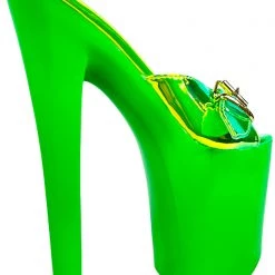 XTRA X Hustler Sugar Weed Platform Heels In Green Atlantis World Tour