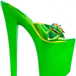 XTRA X Hustler Sugar Weed Platform Heels In Green Atlantis World Tour