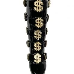 XTRA VIP Platform Heels In Black Gold