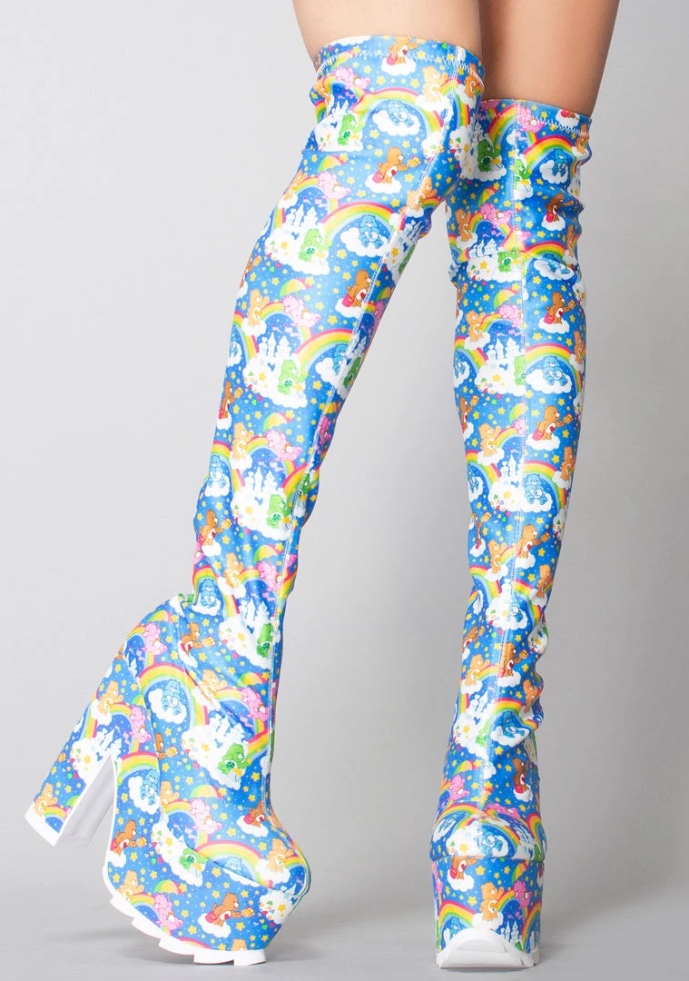 Y.R.U. X Care Bears Labyrinth Platform Thigh High Boots In Blue Sky 5 Y.R.U. X Care Bears Labyrinth Platform Thigh High Boots In Blue Sky