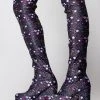 Y.R.U. X Care Bears Labyrinth Platform Thigh High Boots In Cosmic Black New