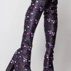 Y.R.U. X Care Bears Labyrinth Platform Thigh High Boots In Cosmic Black New