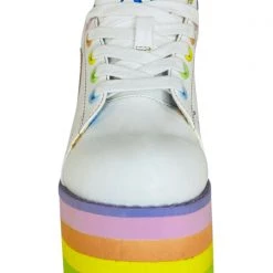 Y.R.U. Mad World X Care Bears Lala Platform Sneakers In White Pastel