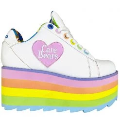 Y.R.U. Mad World X Care Bears Lala Platform Sneakers In White Pastel
