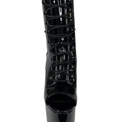 XTRA World Tour X Hustler Ruby Flame Platform Boots In Black Red