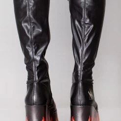 Y.R.U. Zen Flame Platform Boots In Black