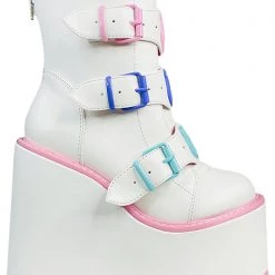 Y.R.U. New Dune Lo Care Bears Platform Boots In White