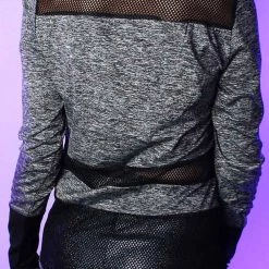 LA Style Rush You're Blocked Mesh Cut-Out Long Sleeve Top Women's Festival