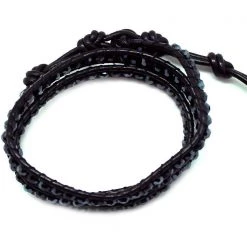 LA Style Rush Single Multi Beaded Wrap Bracelet In Black