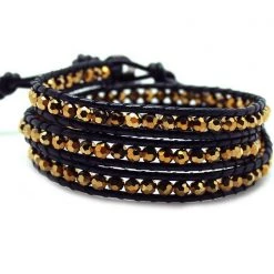 LA Style Rush Accessories Single Multi Beaded Wrap Bracelet In Bronze