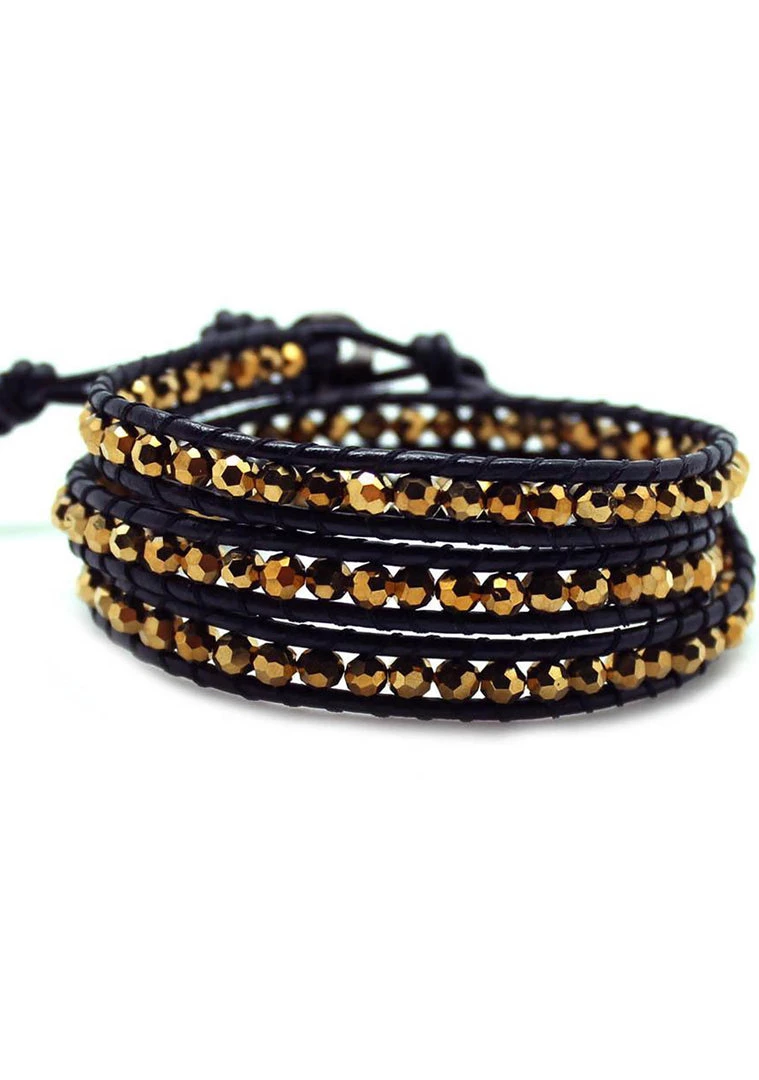 LA Style Rush Accessories Single Multi Beaded Wrap Bracelet In Bronze 3 LA Style Rush Accessories Single Multi Beaded Wrap Bracelet In Bronze