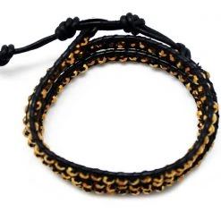 LA Style Rush Accessories Single Multi Beaded Wrap Bracelet In Bronze