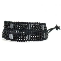 LA Style Rush X Katie Soleil Melody Double Wrap Beaded Bracelet In Black