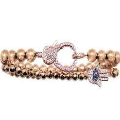 LA Style Rush Divine Hamsa Bracelet Set In Rose Gold